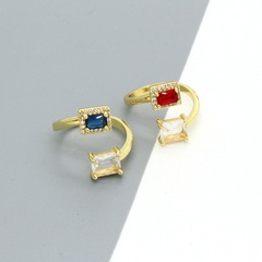 retro personality simple contrast color square zircon ring geometric open ring wholesale