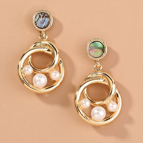 retro metal zircon temperament ins lady circle pearl earrings NHDB560868's discount tags