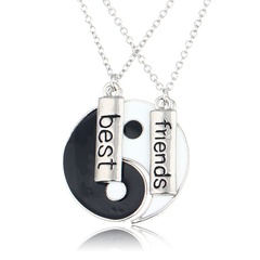 Tai Chi gossip yin and yang lettering best friends stitching pendant necklace wholesale