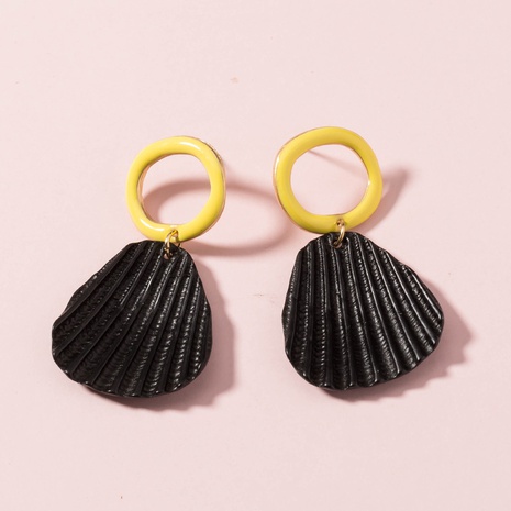 creative accessories personality creative black scallop metal earrings  NHDB560875's discount tags