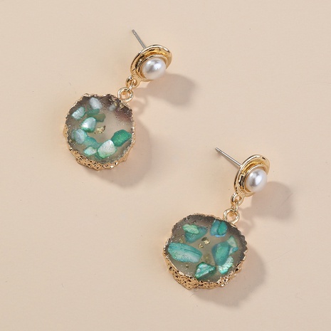 creative retro earrings edge green crystal cluster pearl earrings  NHDB560878's discount tags