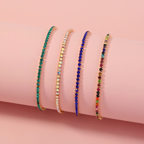 creative multi-layer multi-color rhinestone elastic bracelet set's discount tags