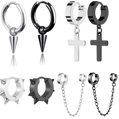 non-pierced cross chain earrings stainless steel ear clip ear jewelry