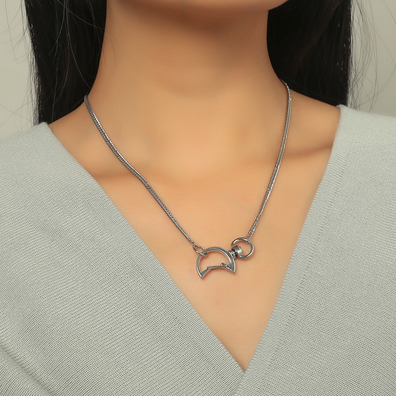 Korean simple fine chain clavicle chain elegant niche design hollow cat pendant necklace
