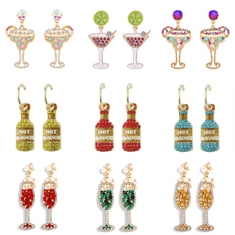 diamond goblet earrings creative champagne glass earrings wholesale's discount tags