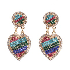 European and American exaggerated personality simple heart shape full of diamond earrings
