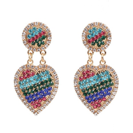 European and American exaggerated personality simple heart shape full of diamond earrings's discount tags