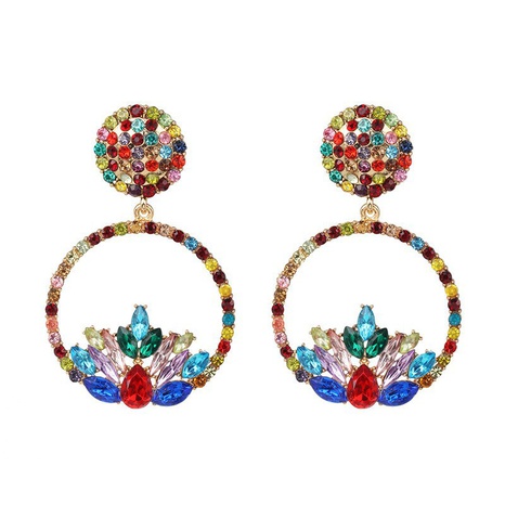 new European and American creative simple geometric round color diamond earrings's discount tags