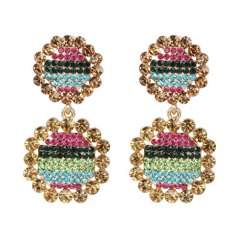 new European and American creative simple color diamond earrings elegant female jewelry