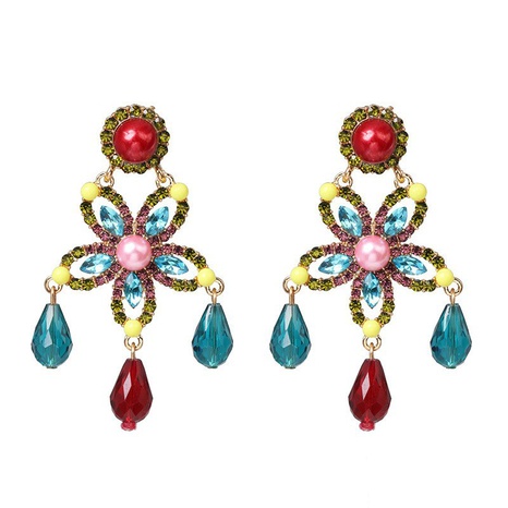 new European and American five-pointed star earrings tassel diamond earrings wholesale's discount tags