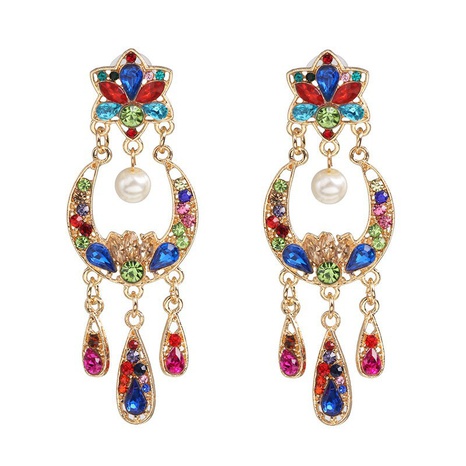 Fashion European and American personality Baroque retro alloy tassel diamond earrings's discount tags