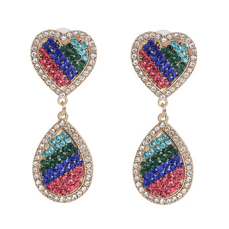 Korean Geometric Round Earrings European and American Exaggerated Diamond Heart Earrings's discount tags