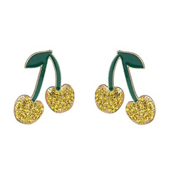 retro stud earrings full of diamonds cherry European and American Korean earrings wholesale