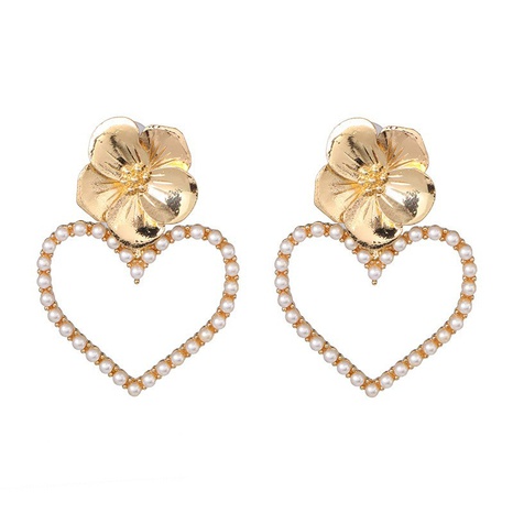 Europe and the United States exaggerated alloy flower heart-shaped earrings female wholesale  NHJJ561054's discount tags