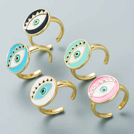 Devil's Eye Series simple round color dripping eye ring hip-hop open ring's discount tags