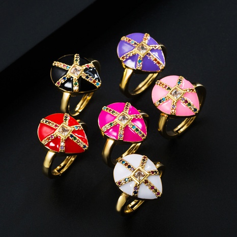 European and American fashion color dripping copper gold-plated micro-inlaid zircon ring NHLN561072's discount tags