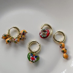 Niche unique retro beaded enamel painted glazed earrings