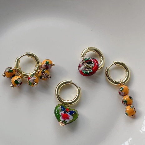 Niche unique retro beaded enamel painted glazed earrings's discount tags