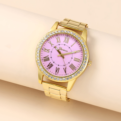 Steel belt men's and women's fashion solid color Roman couple watch casual watch