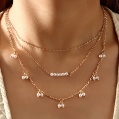 Mode mehrschichtige Schlüsselbeinkette kreative Perlenanhänger weibliche Halskette Schmuck weiblich
