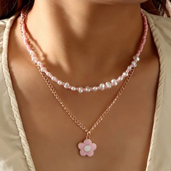 Small Flower Pendant Female Necklace Beads Pearl Bohemia Female Necklace