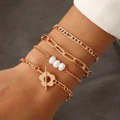 European and American fashion geometric OT buckle metal creative pearl bracelet