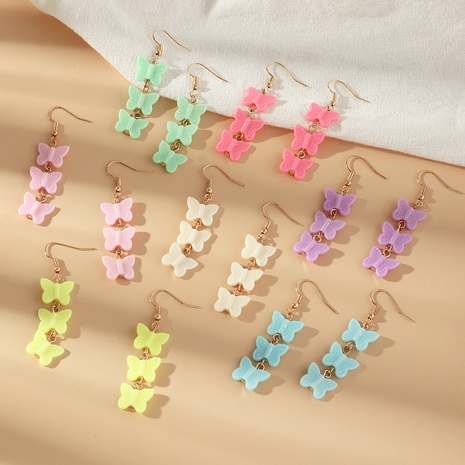 European and American jewelry new creative candy color resin butterfly long earrings's discount tags