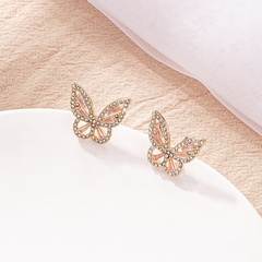 Korean butterfly earrings sweet zircon earrings female diamond retro earrings wholesale