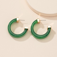 European and American new trendy Korean dark green retro c-shaped ear jewelry