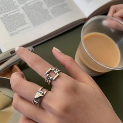 Korean new irregular striped retro ring fashion simple open copper index finger ring