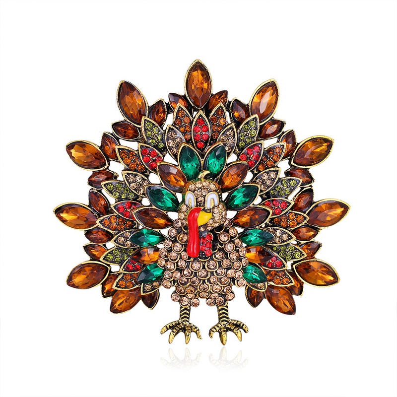 Creative retro peacock brooch fashion full diamond animal brooch