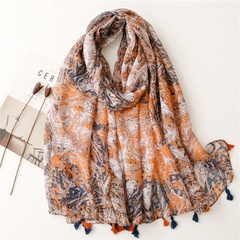 yarn cotton color splash ink colorful painting printing fringed gauze scarf shawl