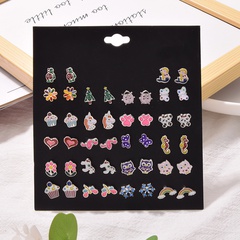 Koreanisches kleines Gänseblümchen-Einhorn 18 Paar Ohrringe Set Retro-Pop-Blumen-Eulen-Ohrringe
