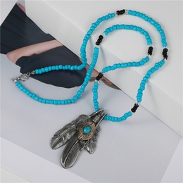 retro feather eagle claw pendant necklace female boho style beads sweater chainpicture10