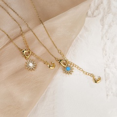 Bijoux en cuivre Collier étoile lune en zircon micro-incrusté avec chaîne en Y Collier coeur ajustable avec chaîne en Y