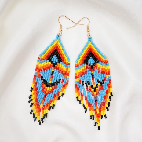 lady ethnic handmade beaded personality colorful long earrings's discount tags
