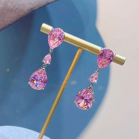 new Moissan diamond drop earrings female fashion colorful diamond copper earrings's discount tags