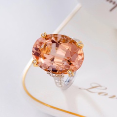 Nachahmung natürlicher rosa Morgan-Ring Champagnerfarbe mit Intarsien bunter Edelsteinkupfer offener Ring