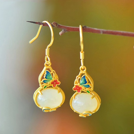 jade classical gourd-shaped exquisite cheongsam ear hook earrings NHZEN561788's discount tags