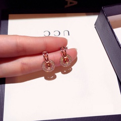 micro-studded temperament female trendy simple luxury copper earrings