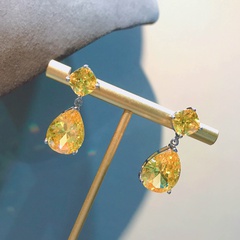 European and American long fashion multi-color diamond copper drop earrings wholesale