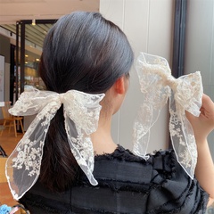 Bowknot yarn lace hairpin back head clip simple streamer hair ring