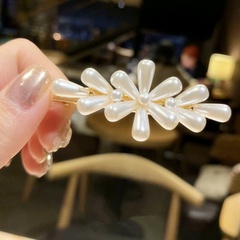 fashion pearl headdress bangs clip flower press hair side clip