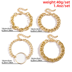 Fashion personality simple metal chain set bracelet geometric hollow bracelet
