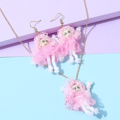 American creative puppet doll  sweet creative earring necklace set
