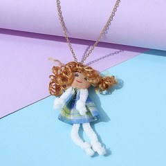 European and American fashion wood lace doll necklace
