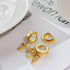 fashion new titanium steel earrings triangle diamond asymmetric earrings