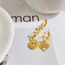 New trendy titanium steel earrings smiley face hollow heartshaped earringspicture9
