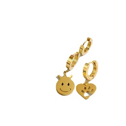 New trendy titanium steel earrings smiley face hollow heartshaped earringspicture12
