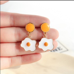 simple personality poached egg earrings Korean egg earrings